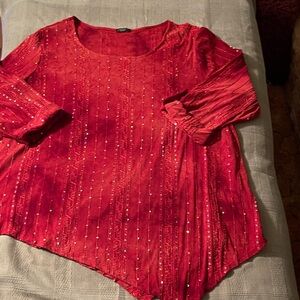 Cocomo Elegant Red Tunic with Textured Detail